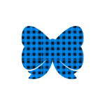 Blue and black checkered bow silhouette with rounded loops